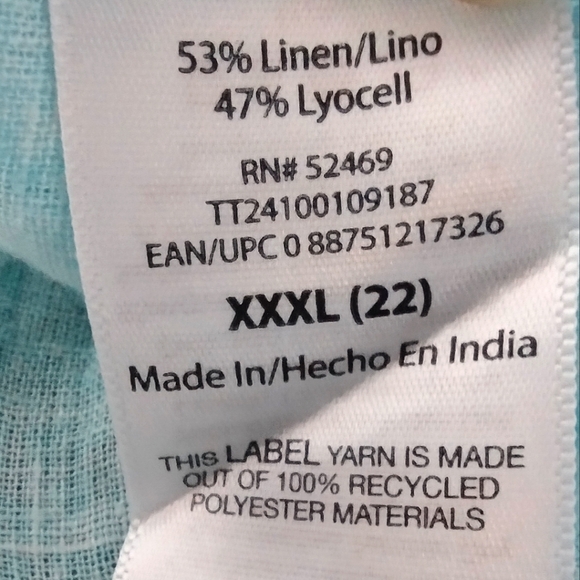 Time and Tru Sleeveless Button-Down Linen Shirt Women's XXXL Blue Tie Dye Retro - Picture 11 of 11